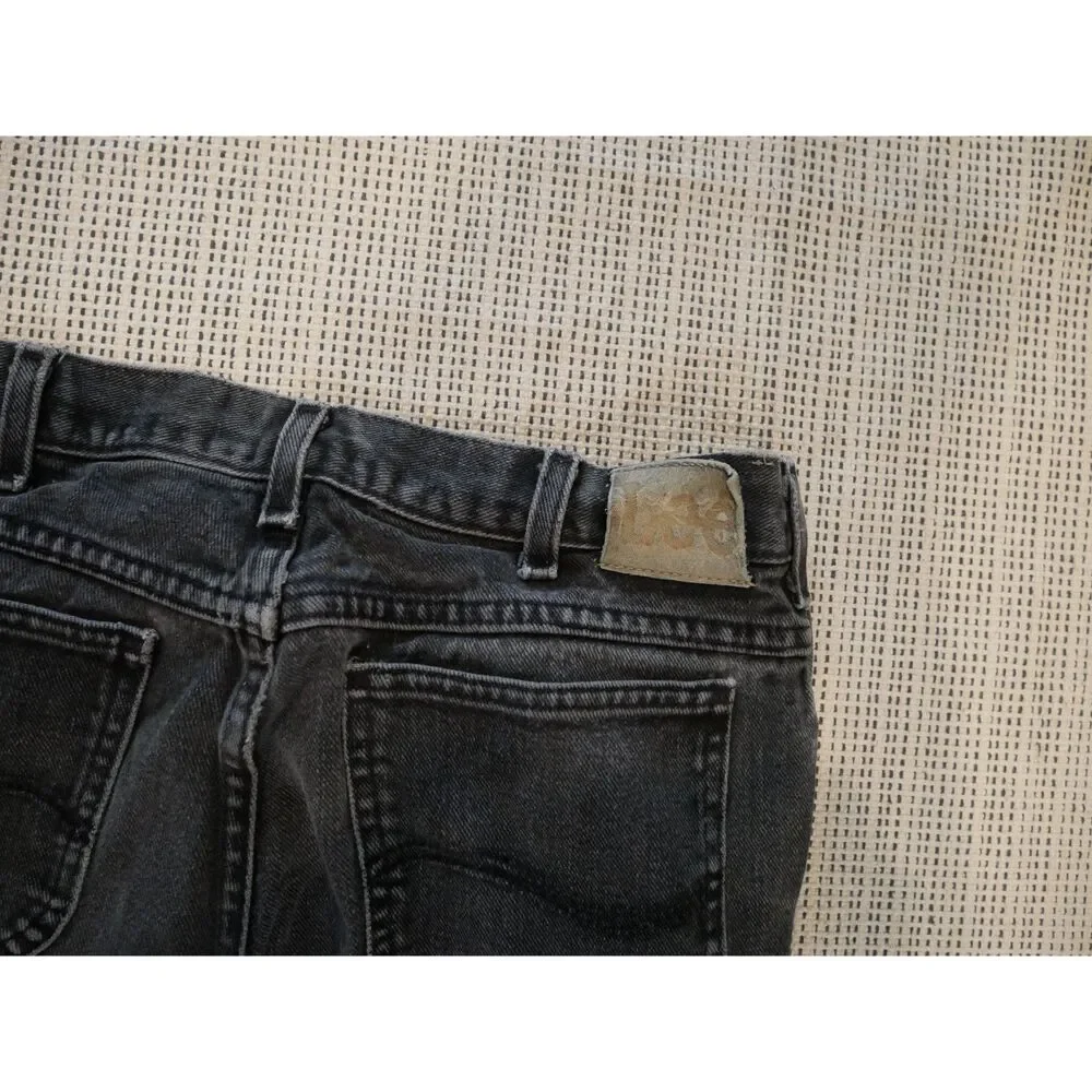 Lee Vintage Black Washed Denim Jeans Straight Leg High Rise 80s 90s Size 50
